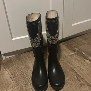 TransParents black rubber/Leather boots